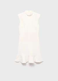 High-neck dress with ruffle