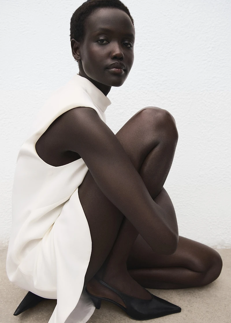 High-neck dress with ruffle