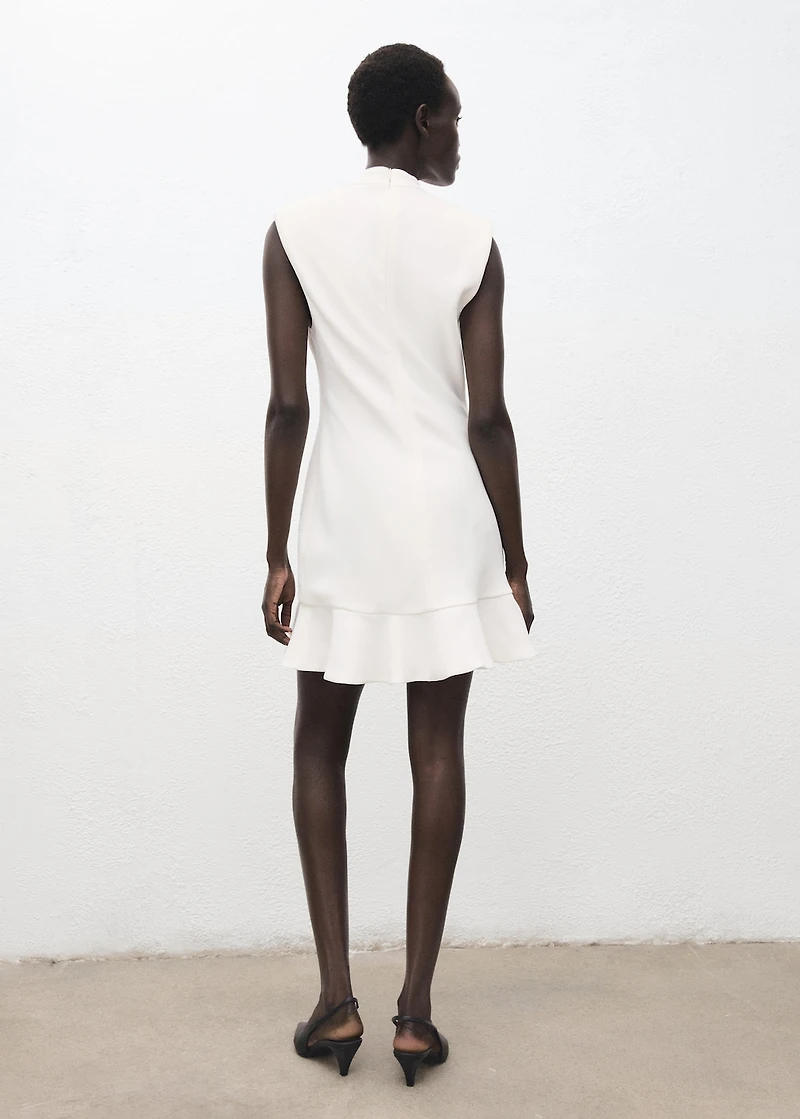 High-neck dress with ruffle