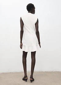 High-neck dress with ruffle