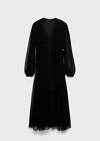 Puff-sleeved chiffon dress