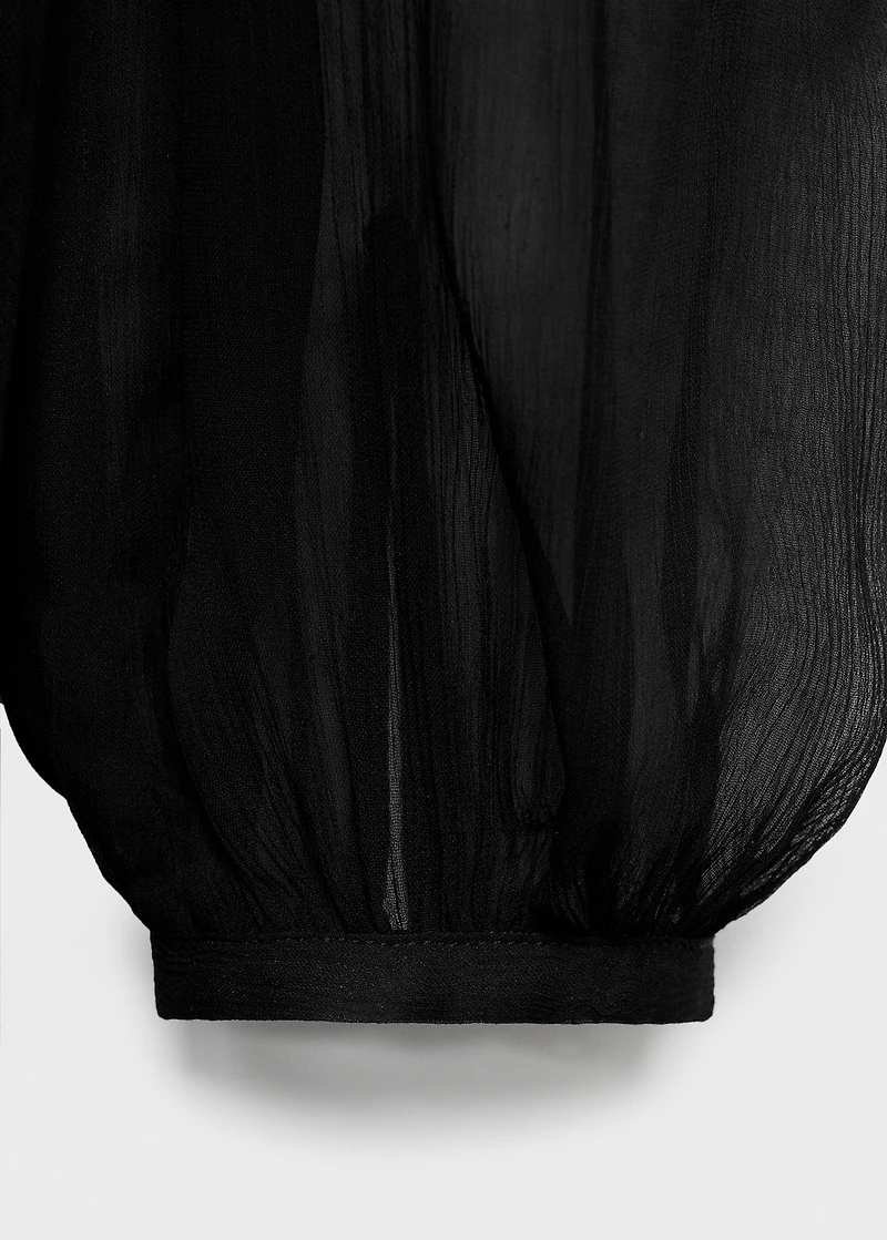 Puff-sleeved chiffon dress