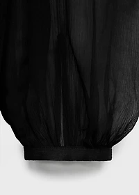 Puff-sleeved chiffon dress