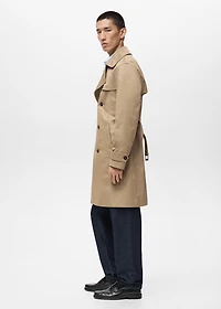 Water-repellent belted trench coat