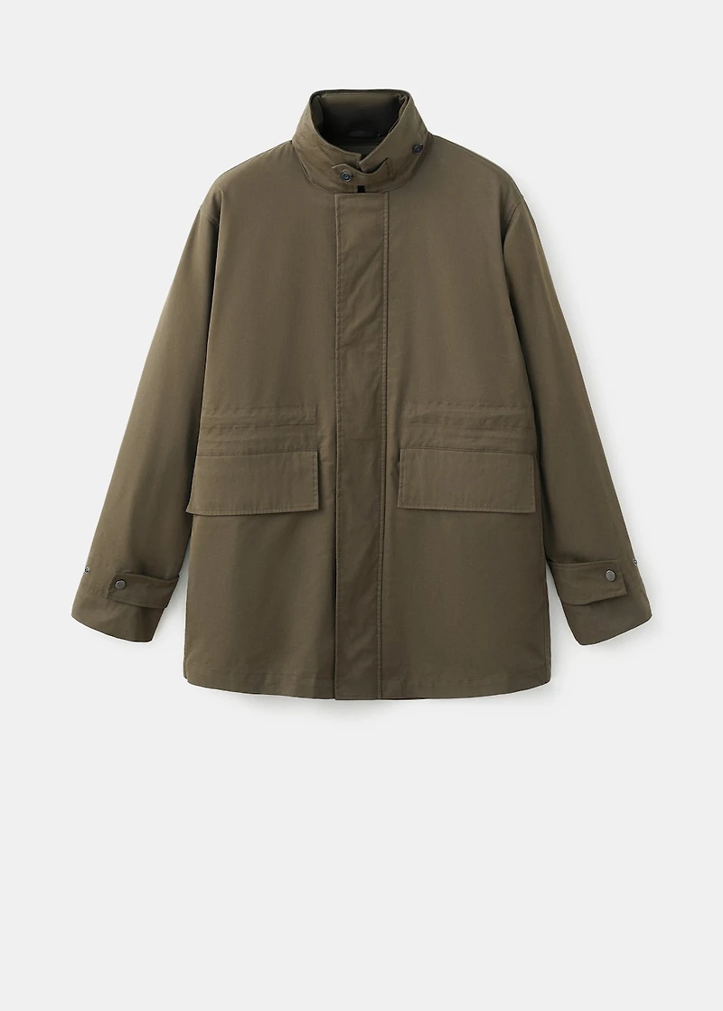 Water-repellent cotton barn jacket with pockets