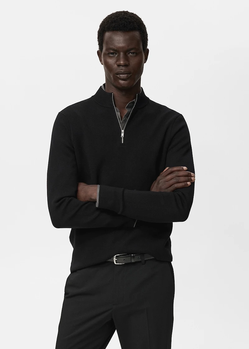 Knitted sweater with perkins neck