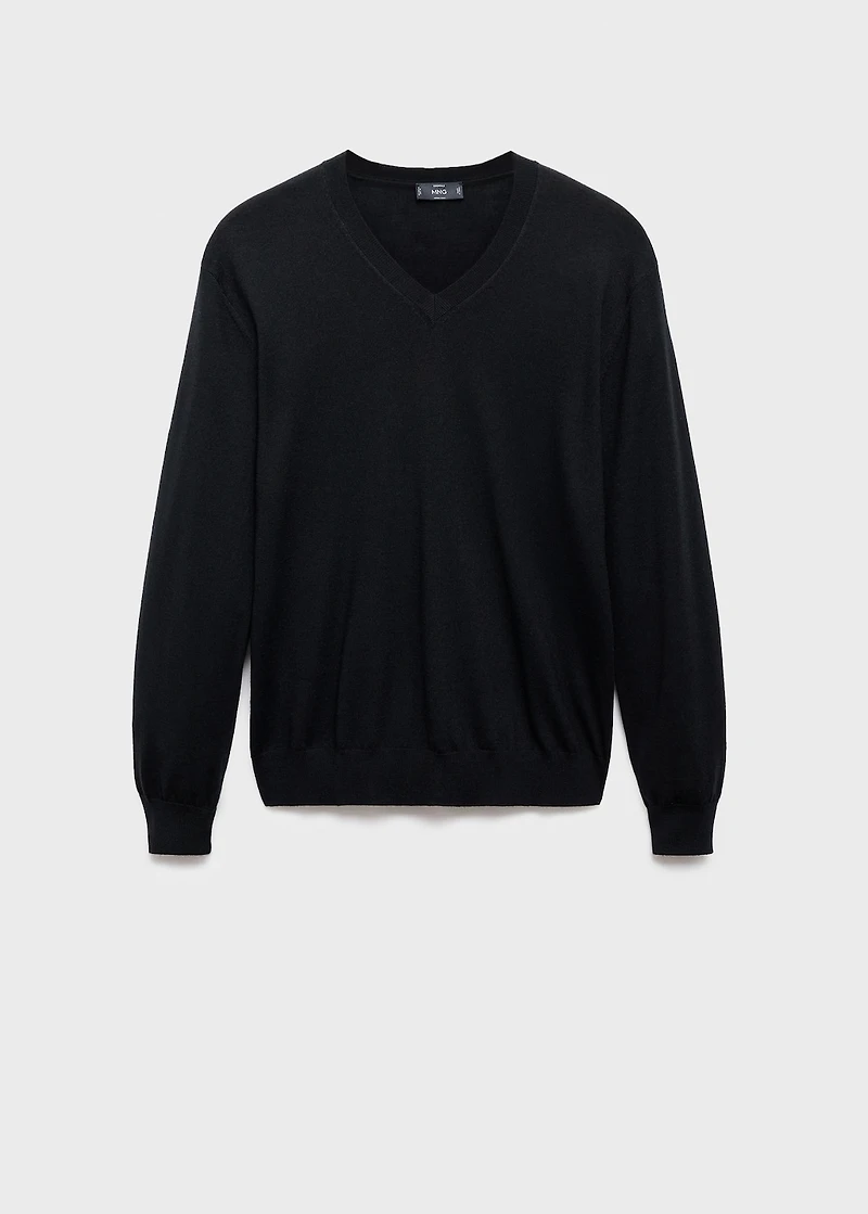 100% merino wool V-neck sweater