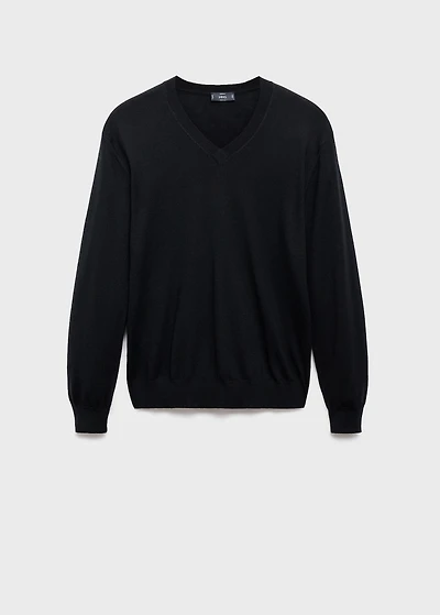 100% merino wool V-neck sweater
