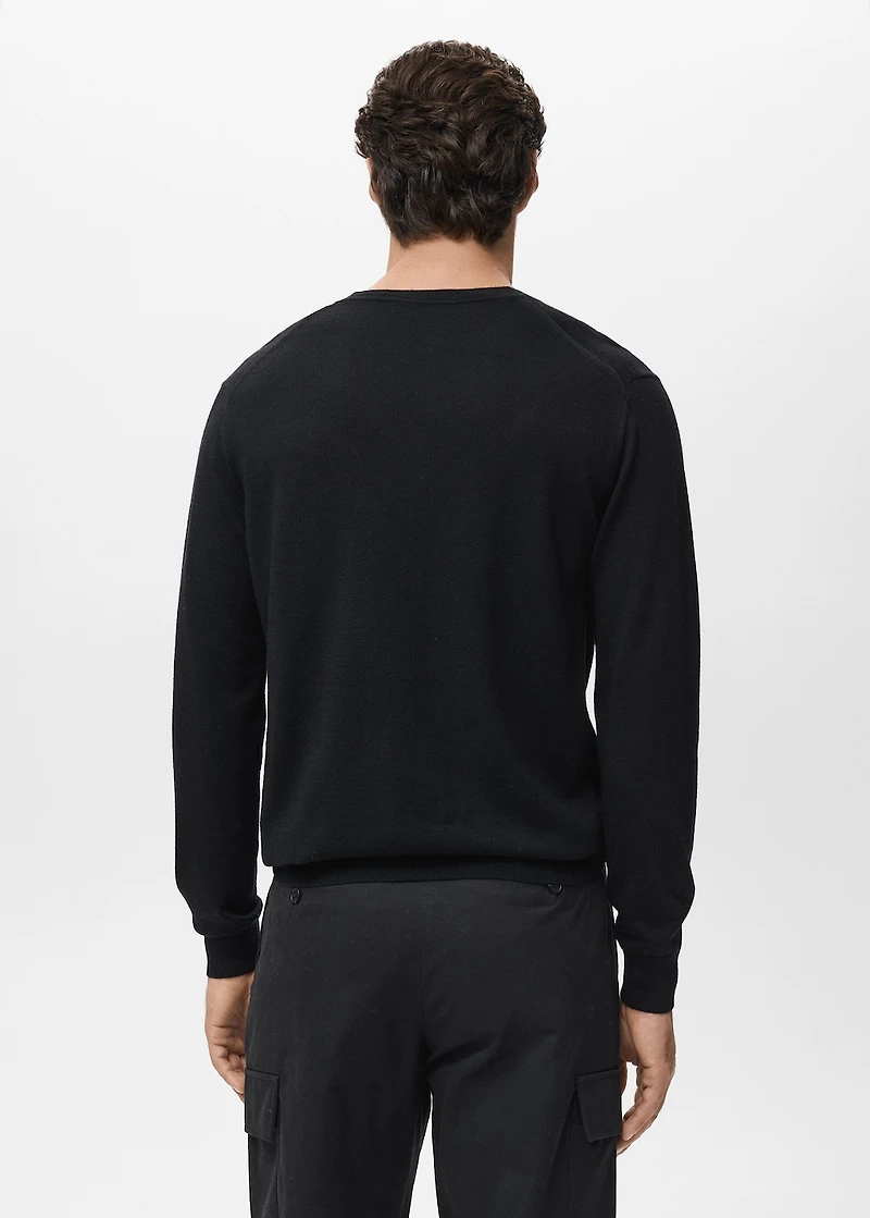 100% merino wool V-neck sweater