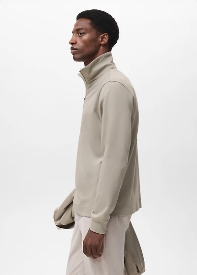 Regular-fit technical zip-up sweatshirt