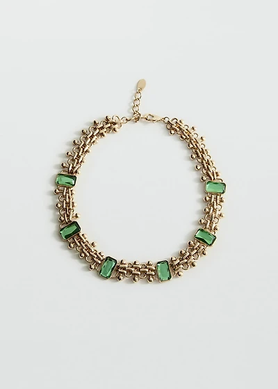 Beaded resin chain link necklace