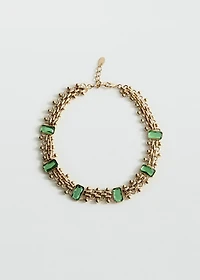 Beaded resin chain link necklace