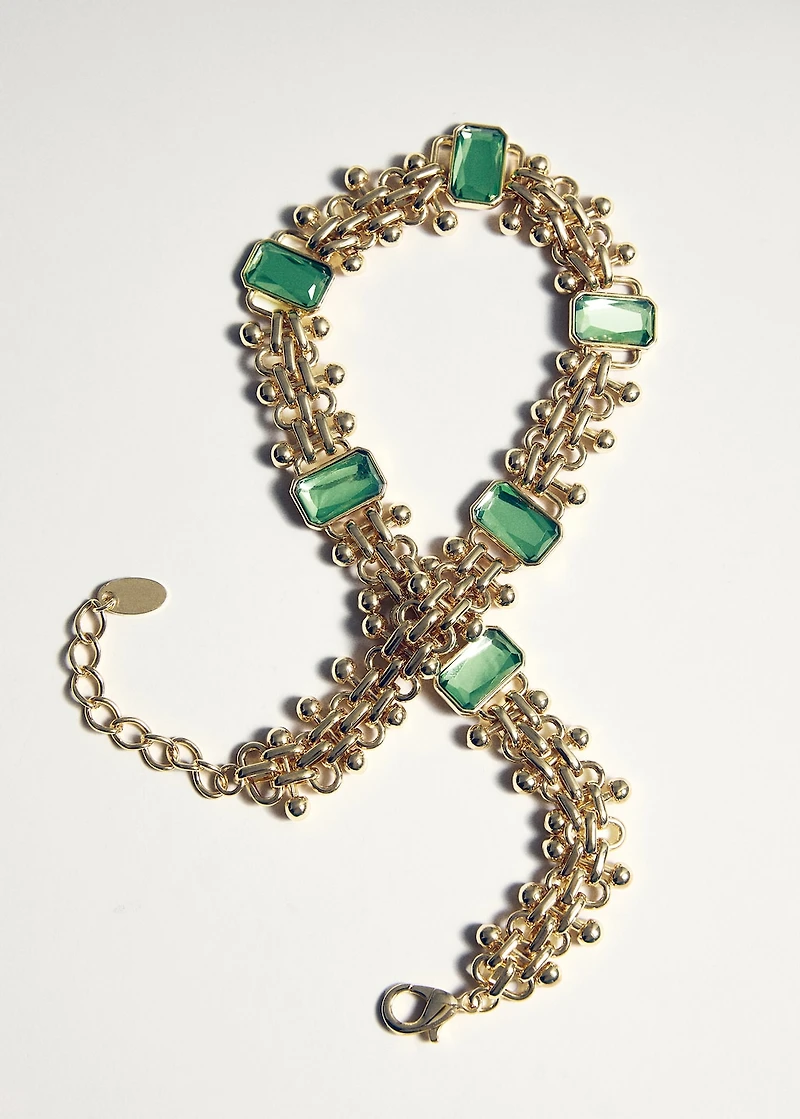 Beaded resin chain link necklace