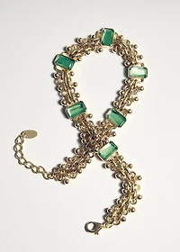 Beaded resin chain link necklace