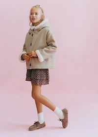 Fur and suede-effect coat