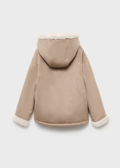 Fur and suede-effect coat