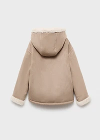 Fur and suede-effect coat