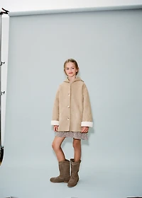 Shearling-effect hooded coat