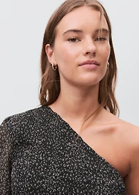 Asymmetrical leopard-print blouse