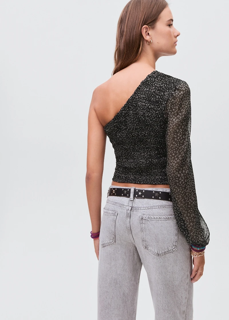 Asymmetrical leopard-print blouse