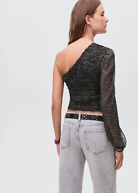 Asymmetrical leopard-print blouse