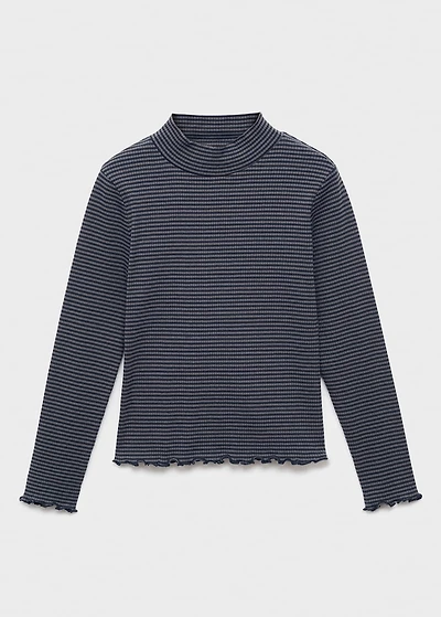 Scalloped hem striped t-shirt