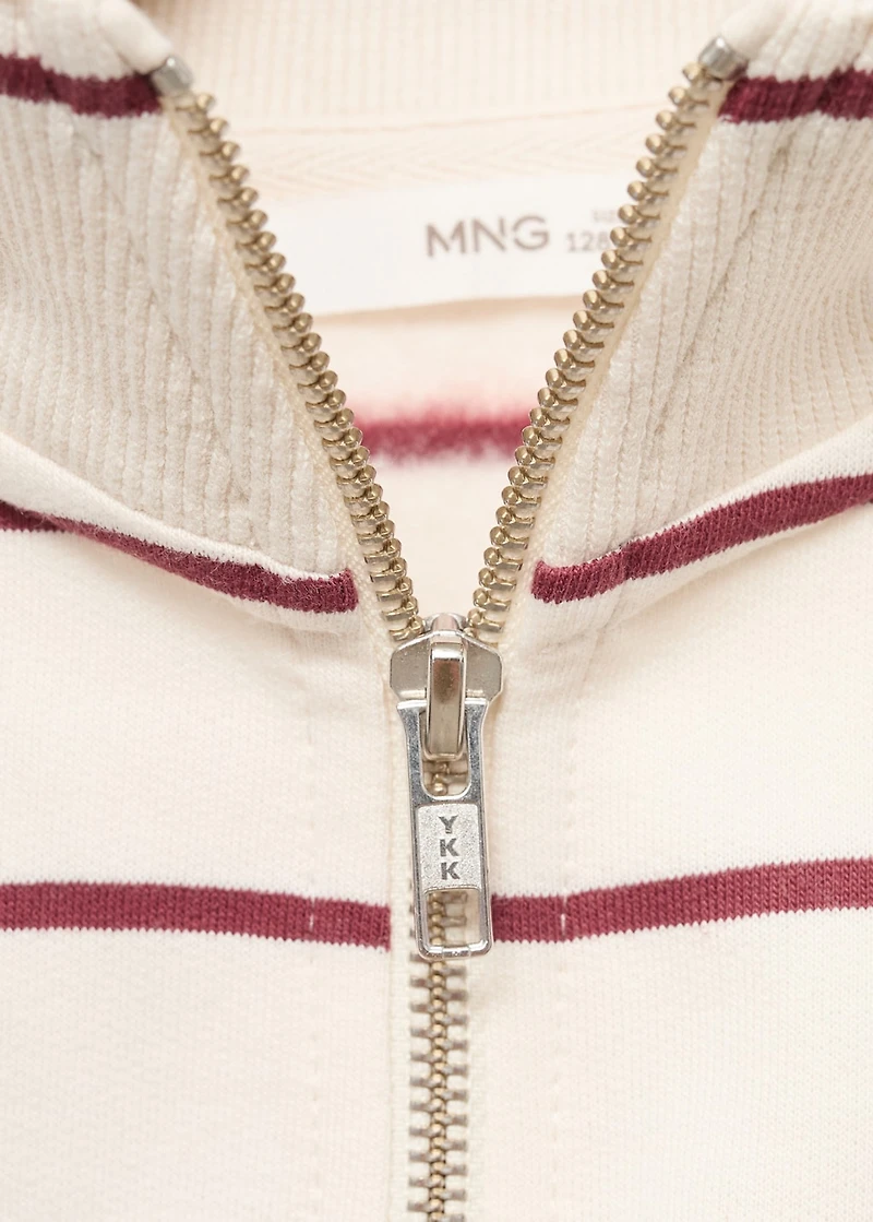 Striped sweatshirt with printed slogan