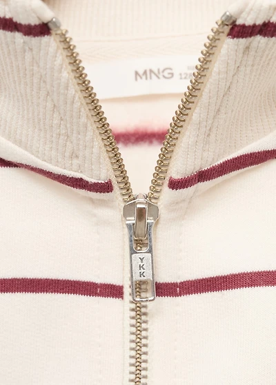 Striped sweatshirt with printed slogan