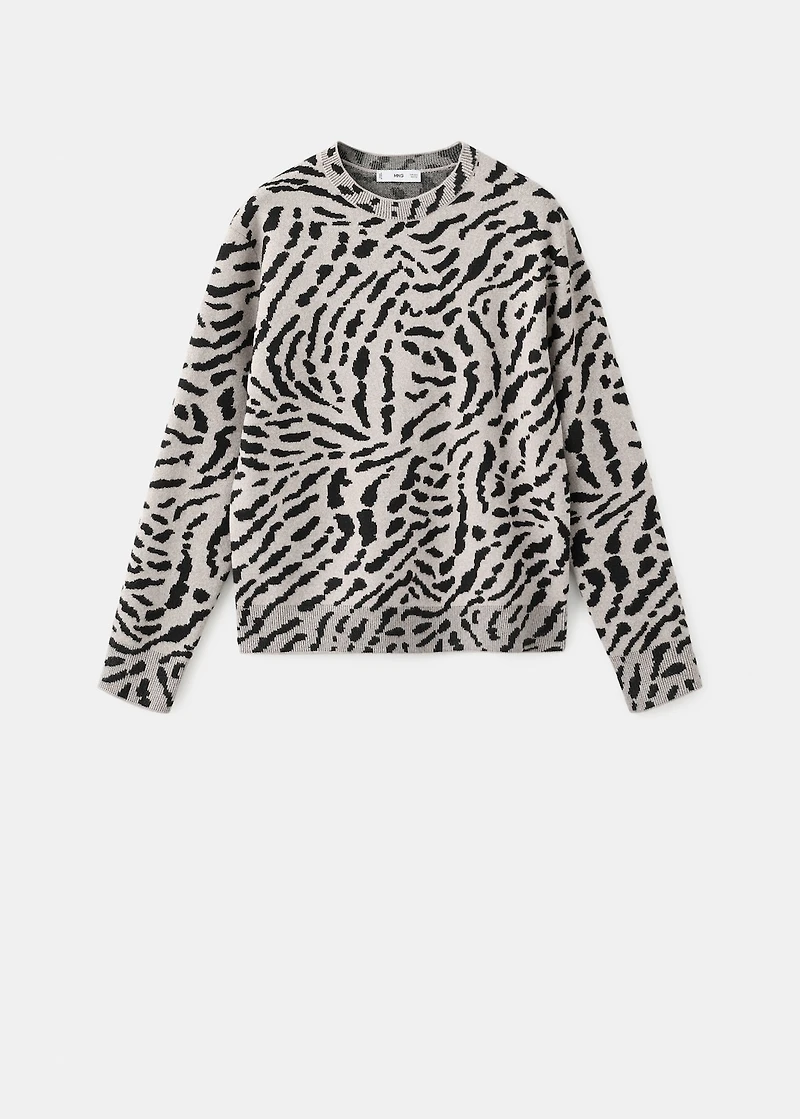 Animal-print knitted sweater
