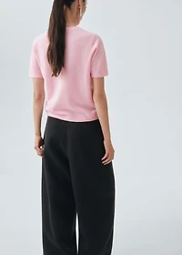 Short-sleeved wool sweater