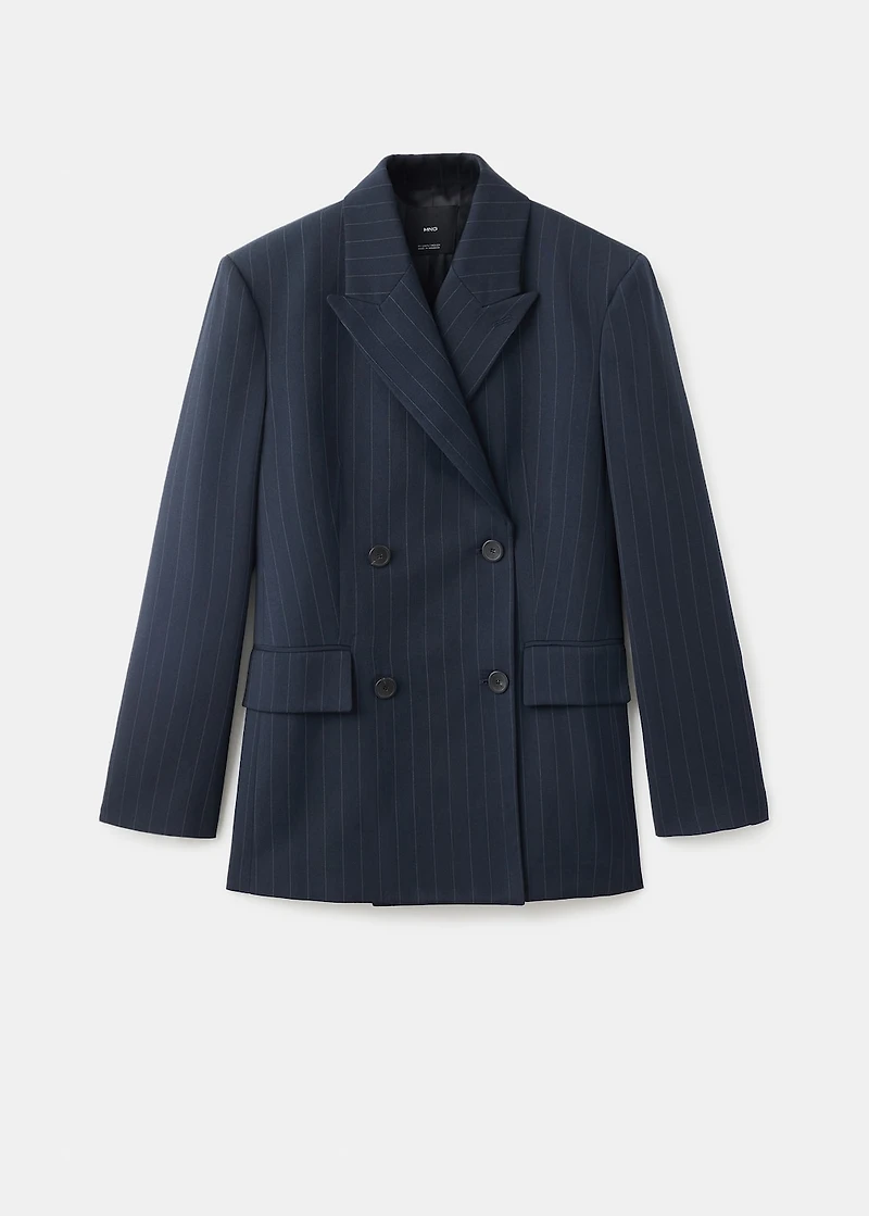 Double-breasted pinstripe suit blazer