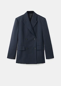 Double-breasted pinstripe suit blazer