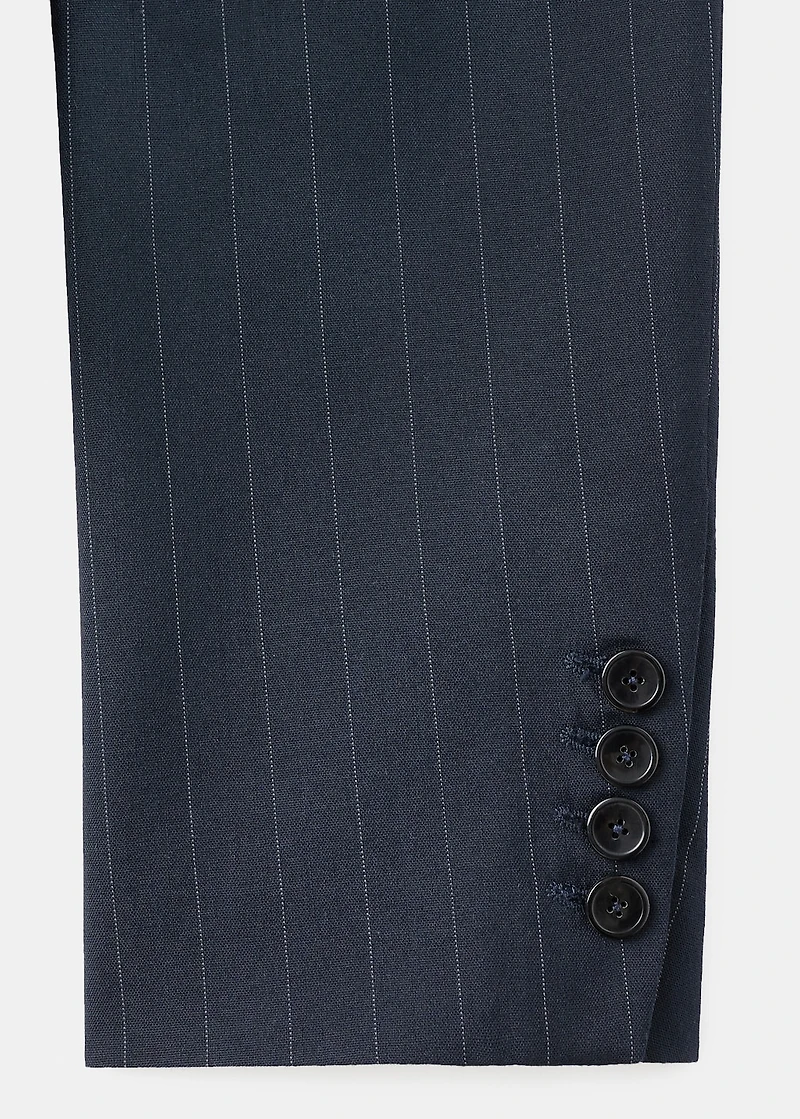 Double-breasted pinstripe suit blazer