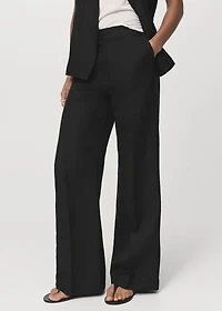 Straight-fit linen suit pants