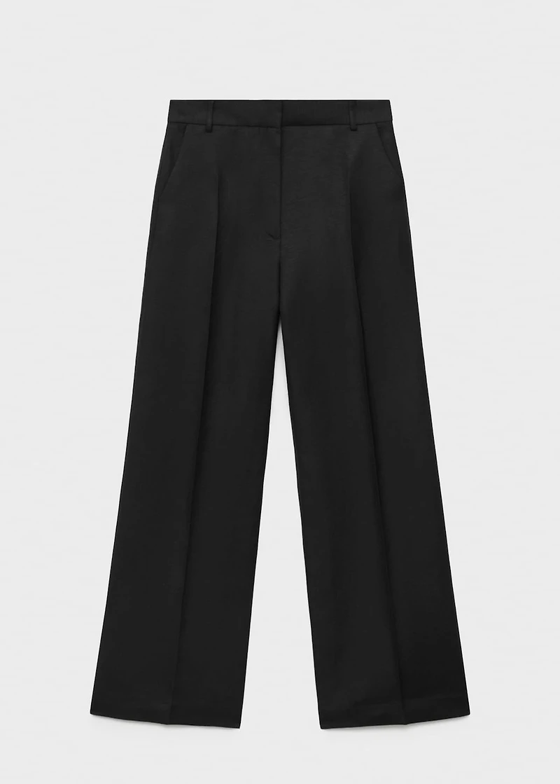 Straight-fit linen suit pants