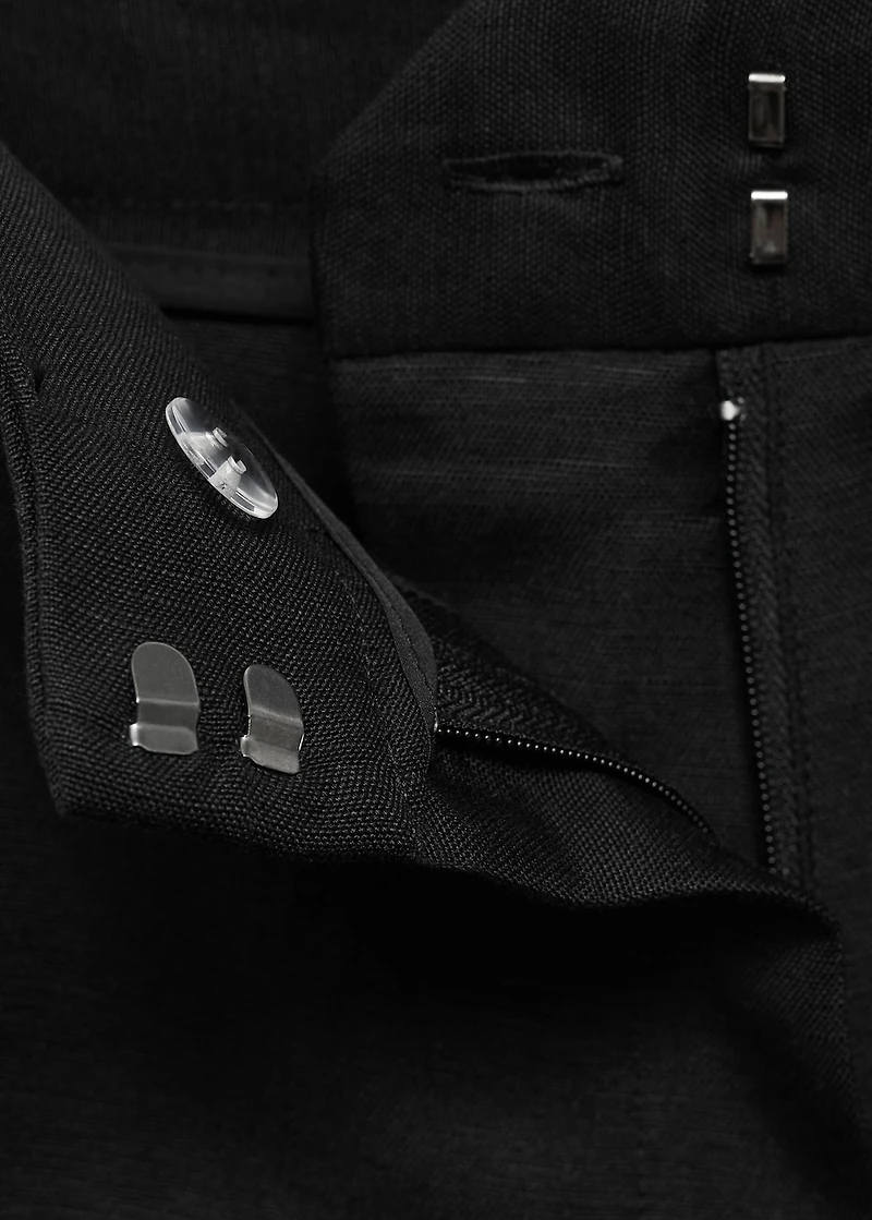 Straight-fit linen suit pants