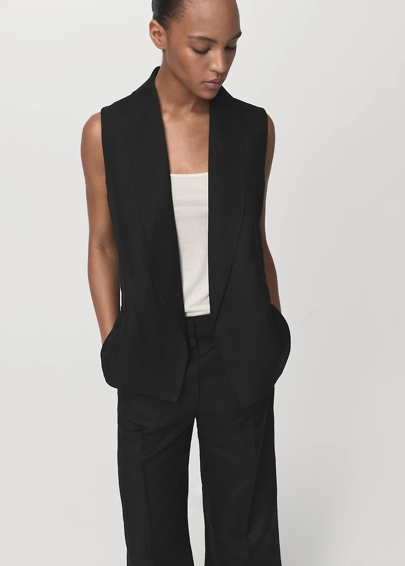 Straight-fit linen suit pants