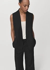 Straight-fit linen suit pants