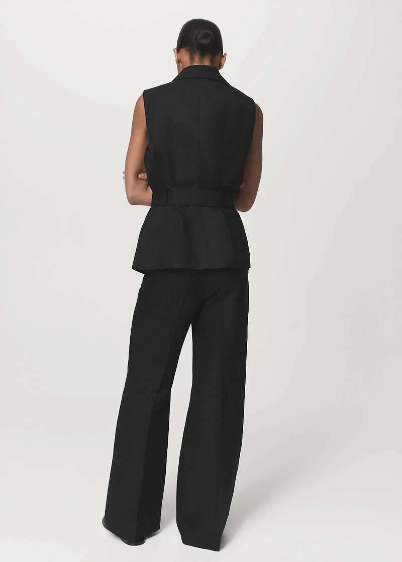 Straight-fit linen suit pants