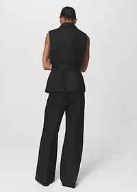 Straight-fit linen suit pants