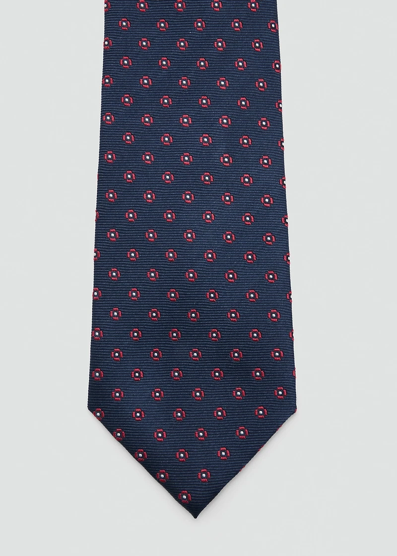 Flower patterned silk tie