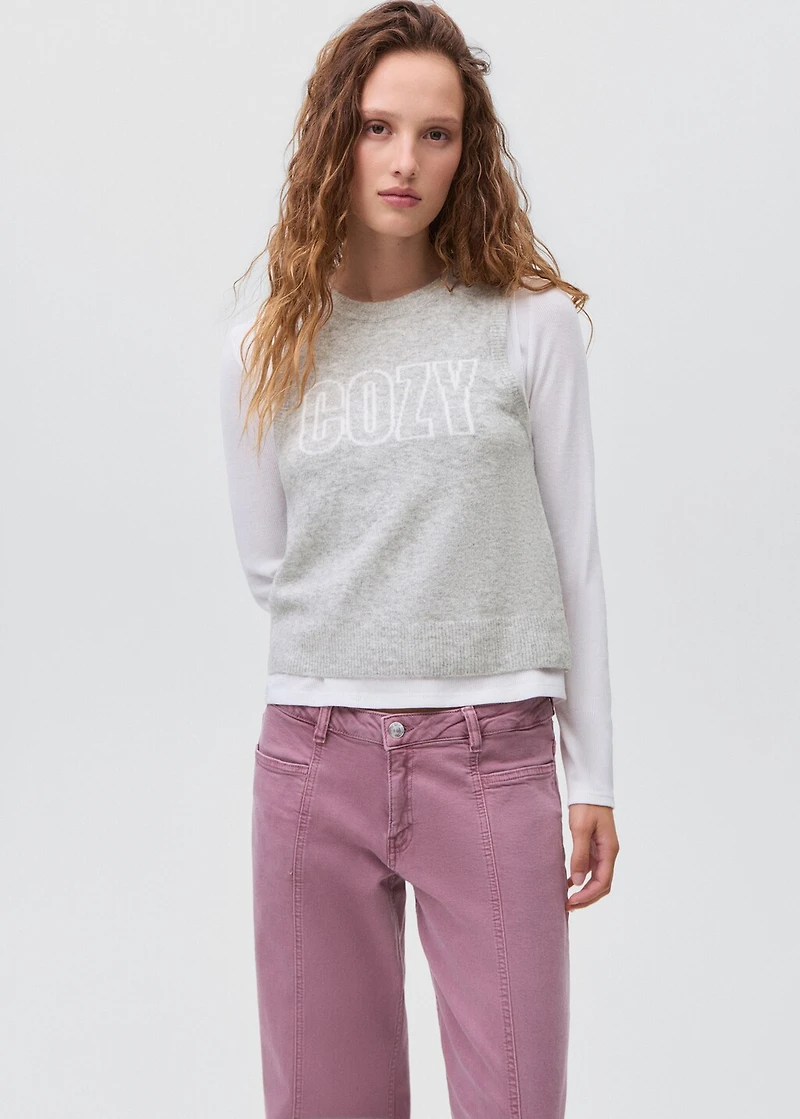 Embroidered knitted vest