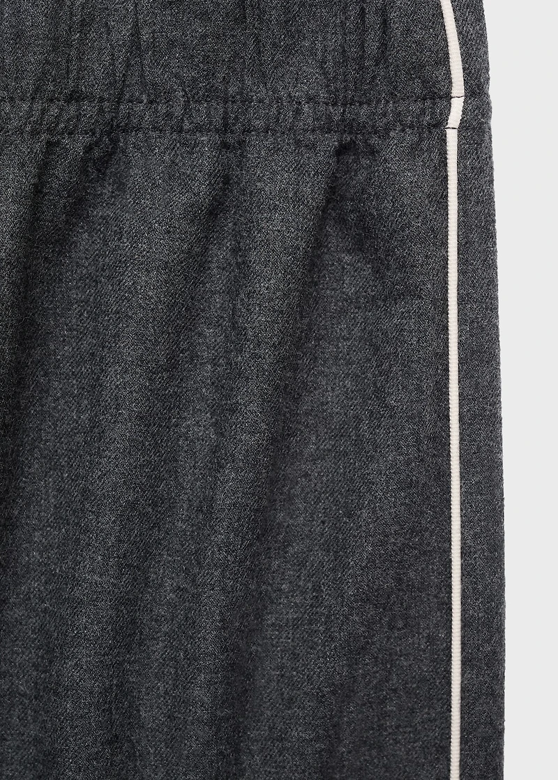 Cotton flannel pants with contrasting piping