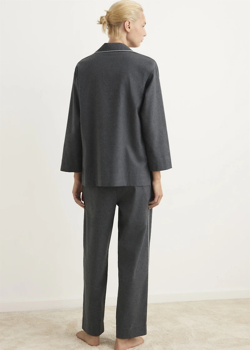 Cotton flannel pants with contrasting piping