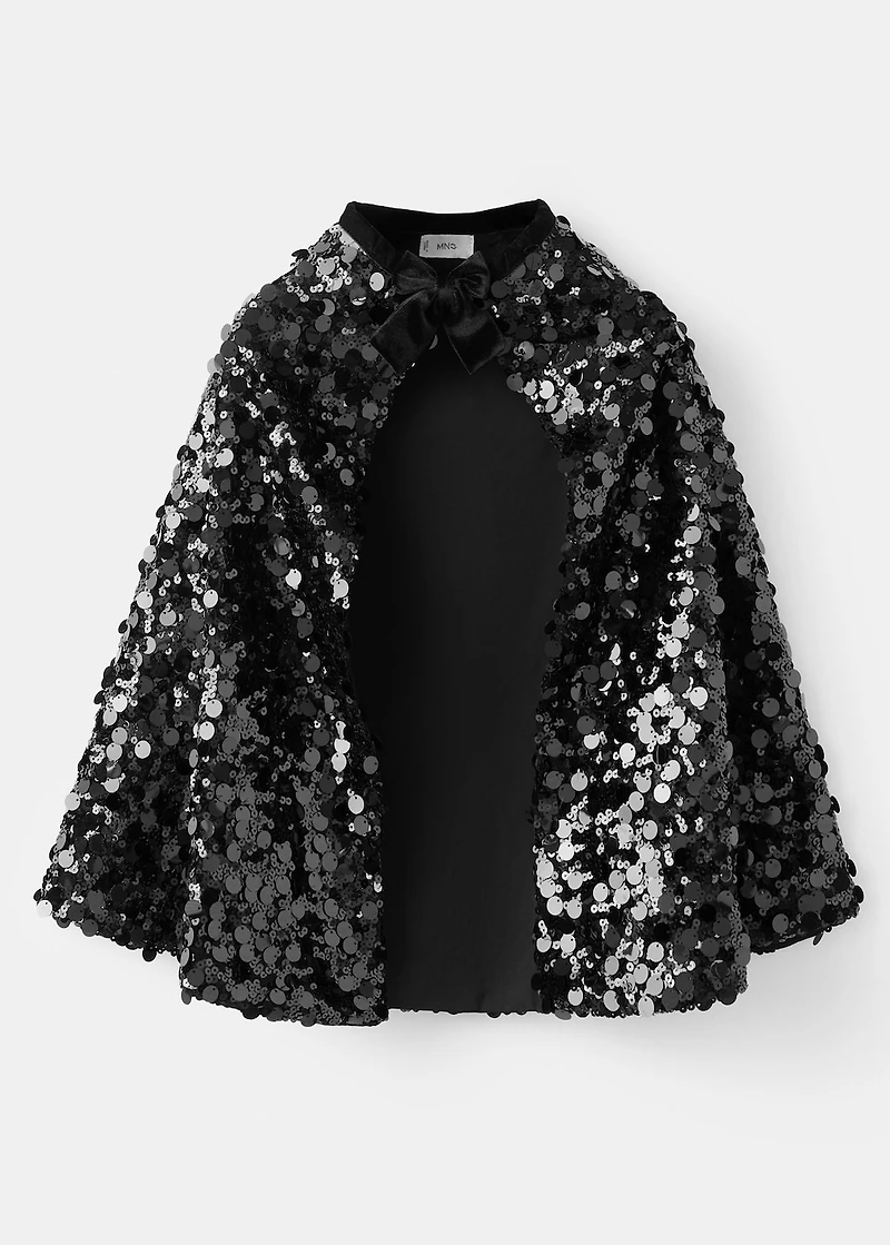 Sequin cape with ribbon bow