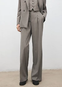 Straight wool-blend suit pants