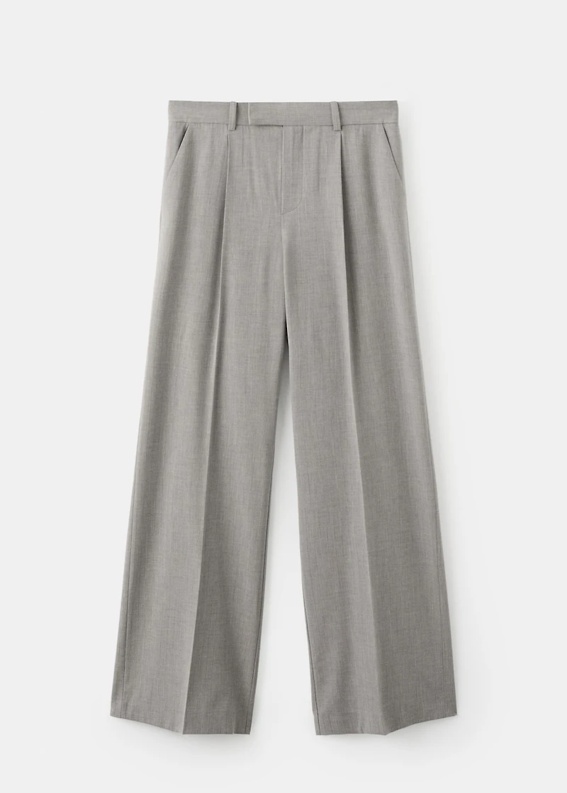 Straight wool-blend suit pants