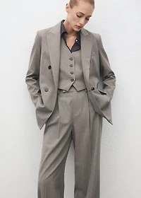 Straight wool-blend suit pants