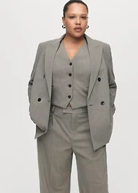 Straight wool-blend suit pants