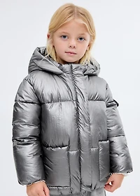 Metallic puffer jacket